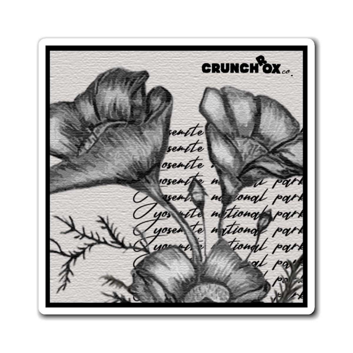 CrunchRox Design Co. - The Yosemite Collection - California Poppy - Black and White